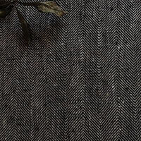 Meja Noir - 100% Linen Herringbone fabric, Black and Natural linen