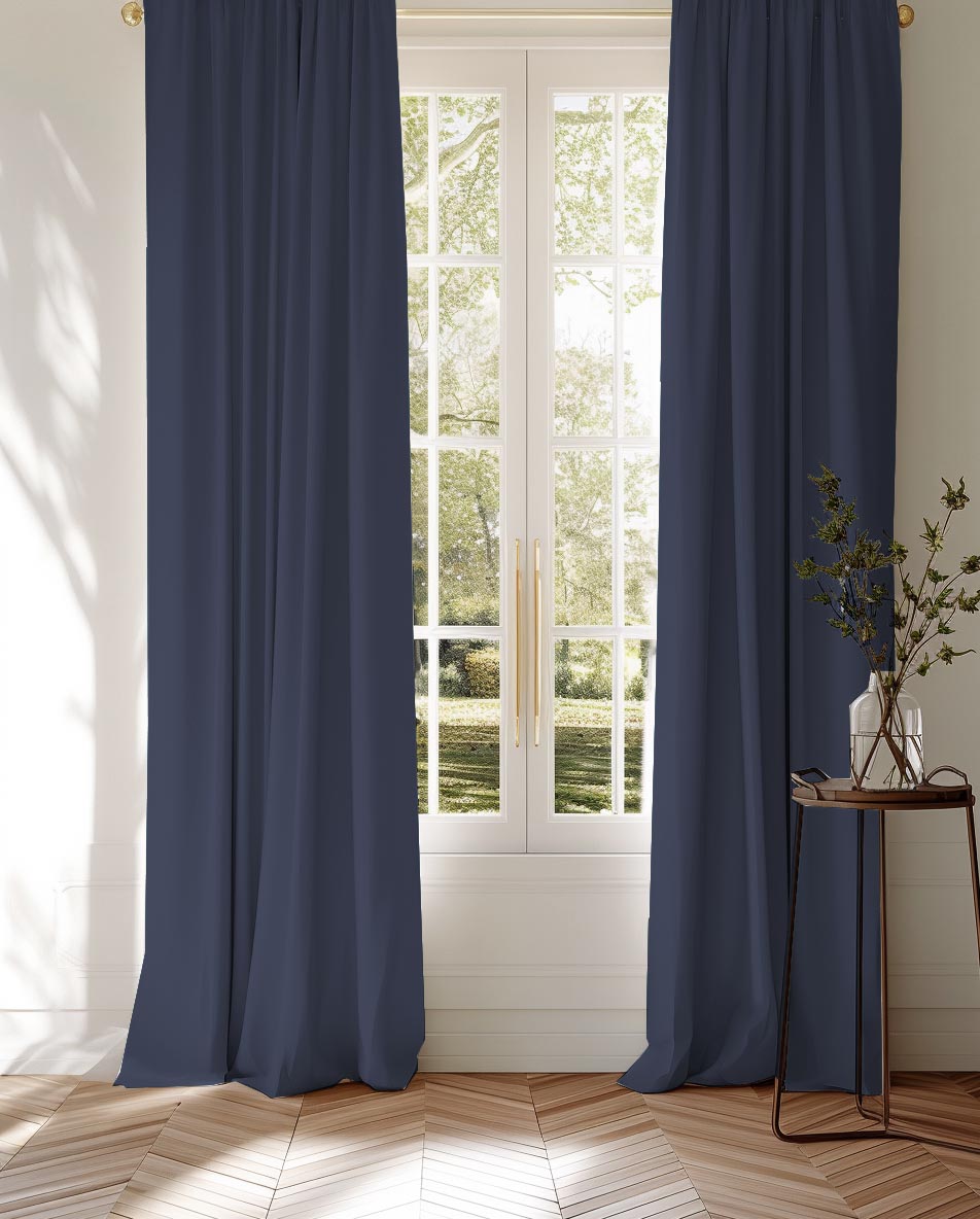 Danila Midnight - Strong & heavy blue colour cotton fabric. Ideal for upholstery, curtains and blinds etc. 
