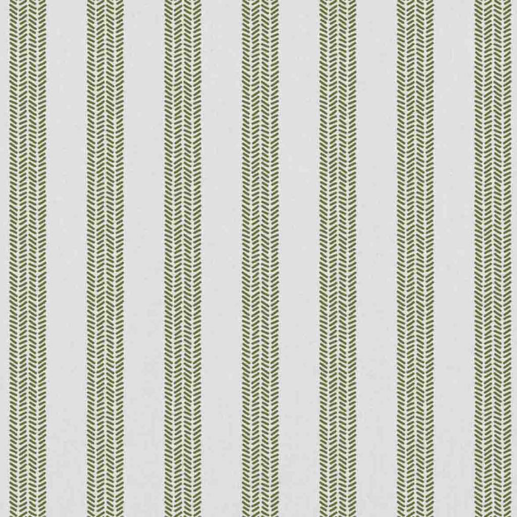 Evianne Moss-WHT - White curtain fabric with Green Striped print