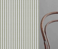 Evianne Moss-WHT - White curtain fabric with Green Striped print