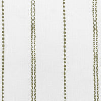 Inga Moss - White fabric with Green decorative stripes, 100% Linen