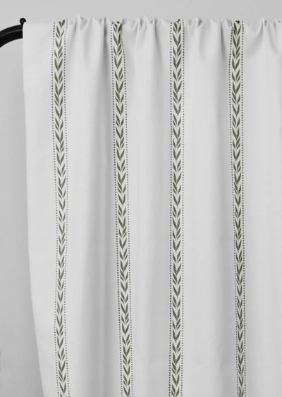Helena Moss - curtain fabric with Green striped print