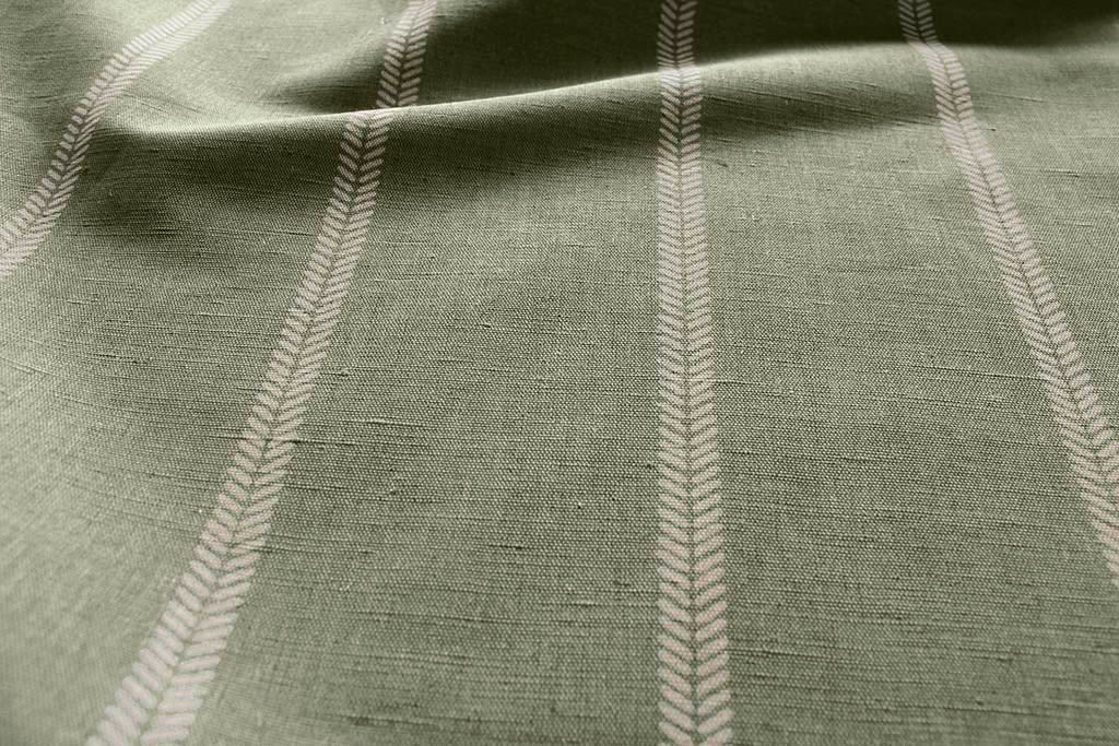 Rana Moss - Green curtain fabric with hand drawn stripes