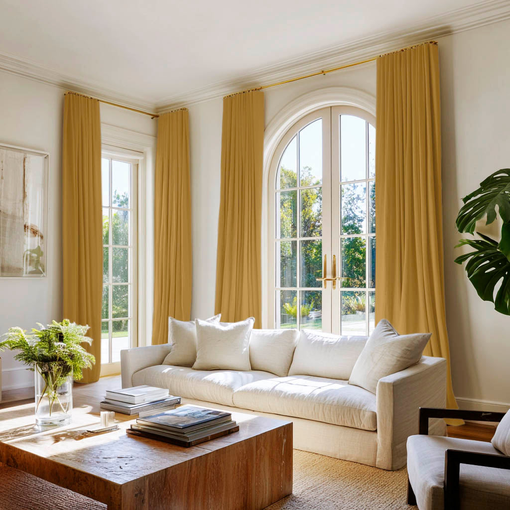 Mustard yellow cotton curtains, lifestyle photo 2