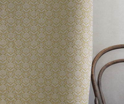 Krista Mustard - Curtain fabric with an abstract Yellow floral pattern
