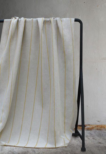 Ronja Mustard - Natural fabric with Yellow stripes