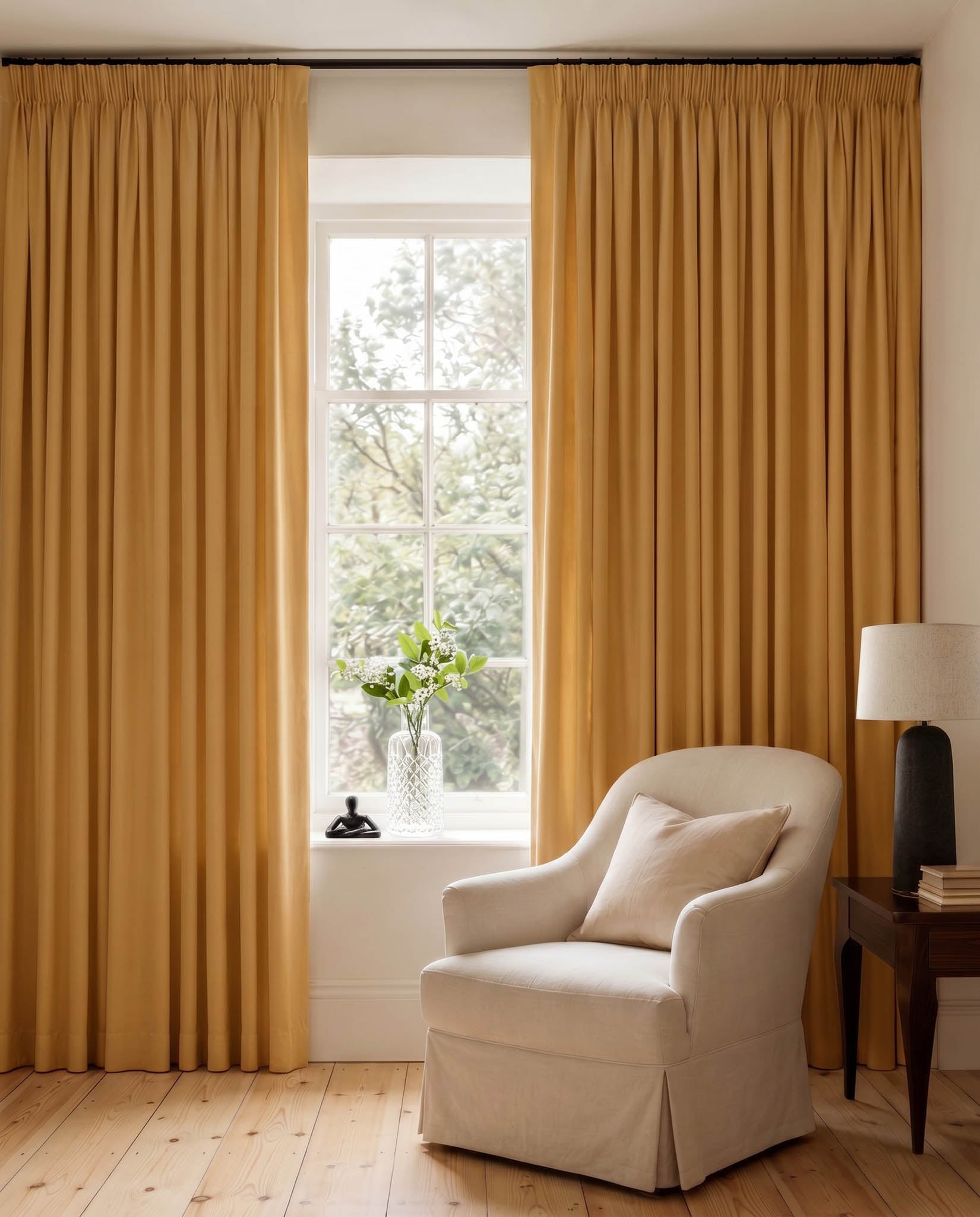Mustard Yellow Blackout Lined Curtains for Living Room