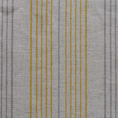 Else-Mustard-  Linen Cotton mix curtain fabric, Yellow & Grey stripes