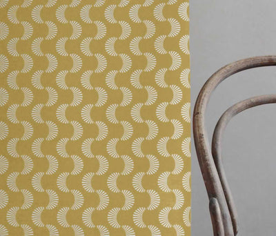 Naja Mustard - Curtain fabric with Yellow abstract print