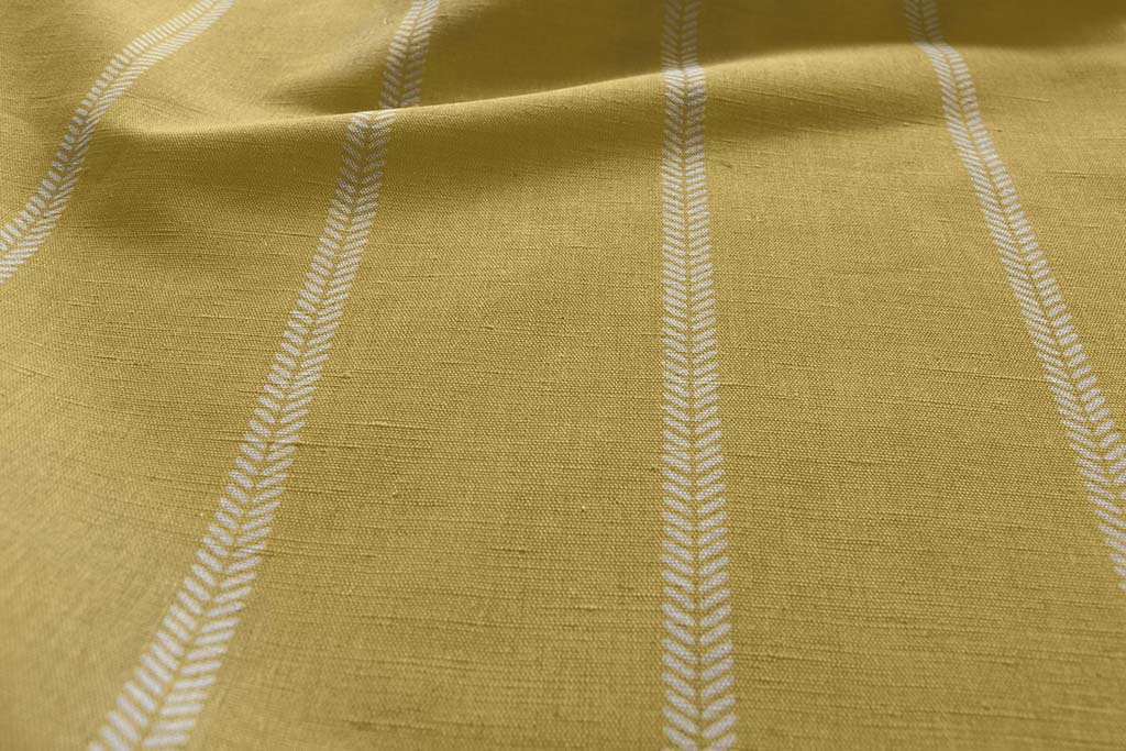 Rana Mustard - Yellow curtain fabric with hand drawn stripes