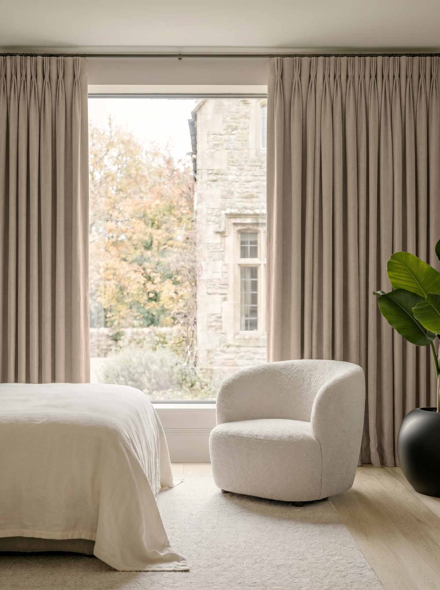 Natural Bedroom Linen curtains Blackout lined - made of 100% pre-washed linen fabric Bianco Natural by Ada & Ina.