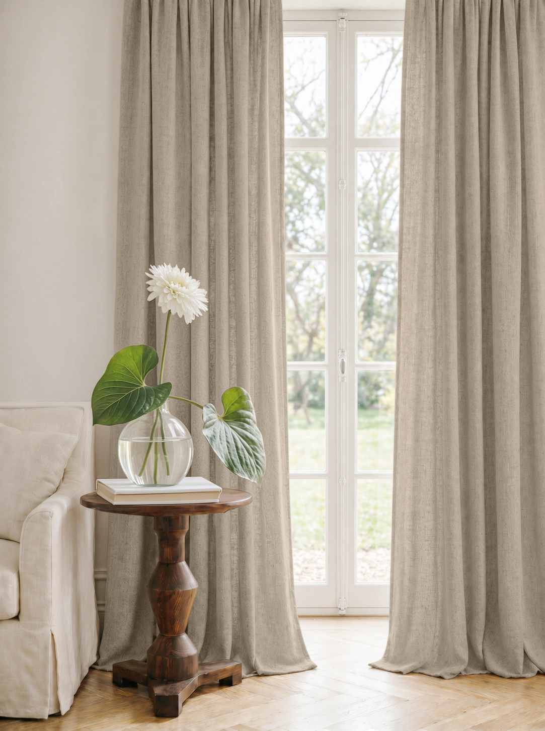 Natural Linen Curtains - Cotton lined. Made of pre-washed 100% linen Bianco Natural by Ada & Ina.