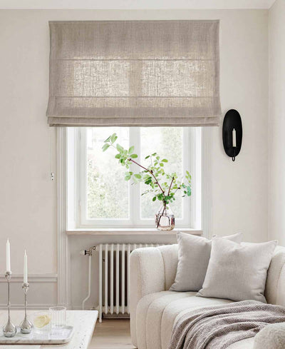 Natural Linen Roman blind - Cotton lined. Made of pre-washed 100% linen Bianco Natural by Ada & Ina.