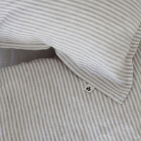 Linen Duvet Cover Single, Natural Stripe