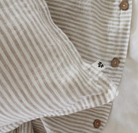 Linen Duvet Cover King, Natural Stripe