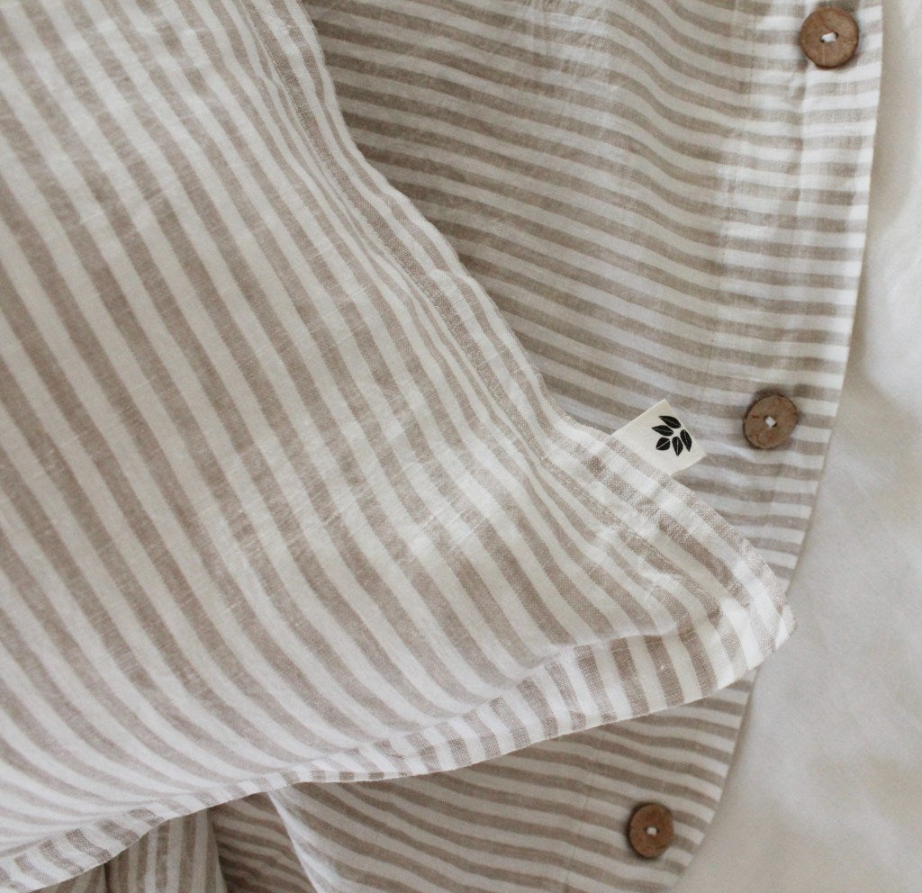 Linen Duvet Cover King, Natural Stripe
