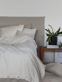 Linen Duvet Cover King, Natural Stripe