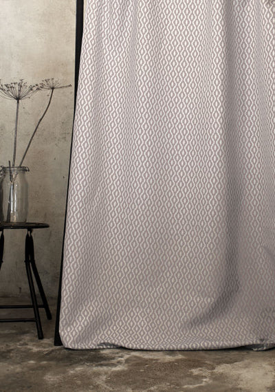 Oona New Blush - White linen fabric, faded Pink abstract print
