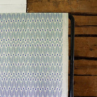 Sylvia Night Blue - Blue abstract print on Natural fabric