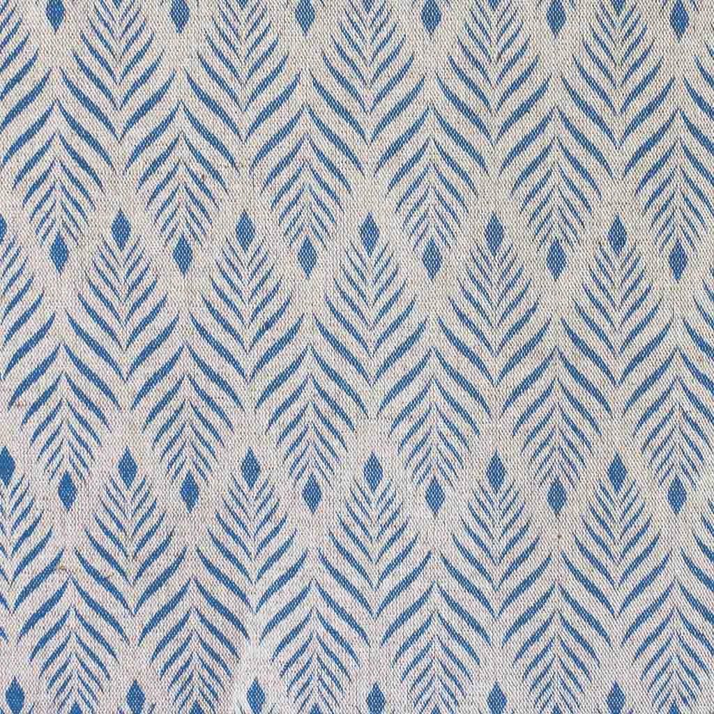Sylvia Night Blue - Blue abstract print on Natural fabric