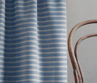 Egenia Night Blue - Natural curtain fabric, Blue abstract print