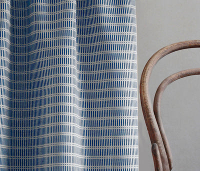 Egenia Night Blue - Natural curtain fabric, Blue abstract print