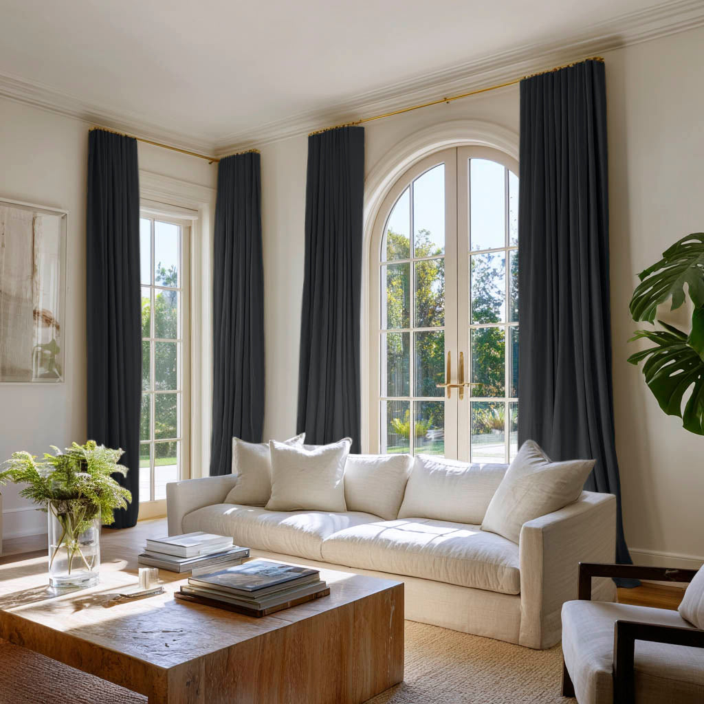 Amara Noir - Two pairs of Black 100% Cotton Curtains