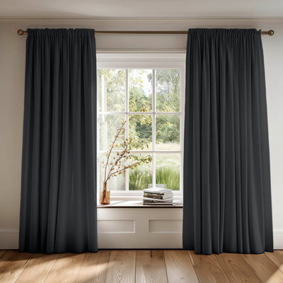 Amara Noir - Black 100% Cotton Curtains