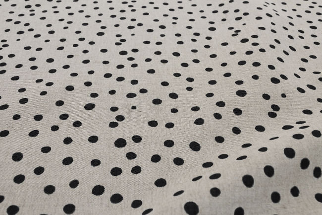 Dottie Noir - Dotted curtain fabric with Black dots 