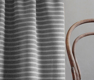 Egenia Noir - Natural curtain fabric, Black abstract print