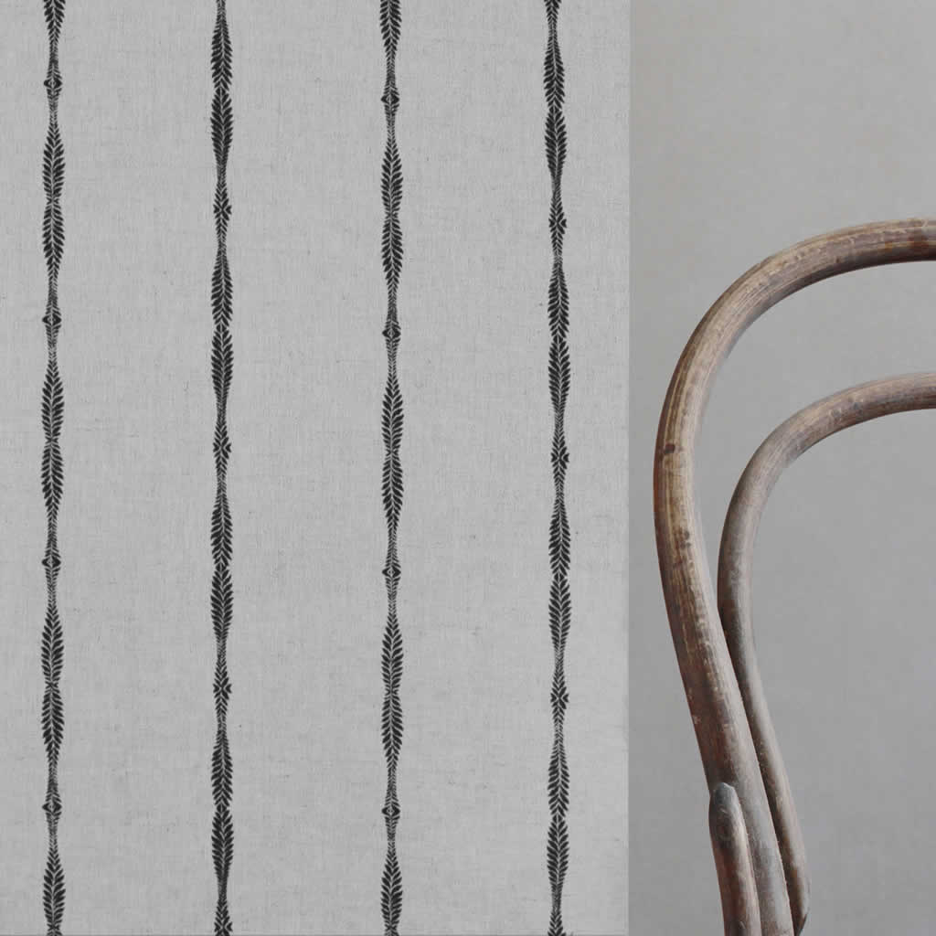 Irina Noir - Curtain fabric with Black abstract print