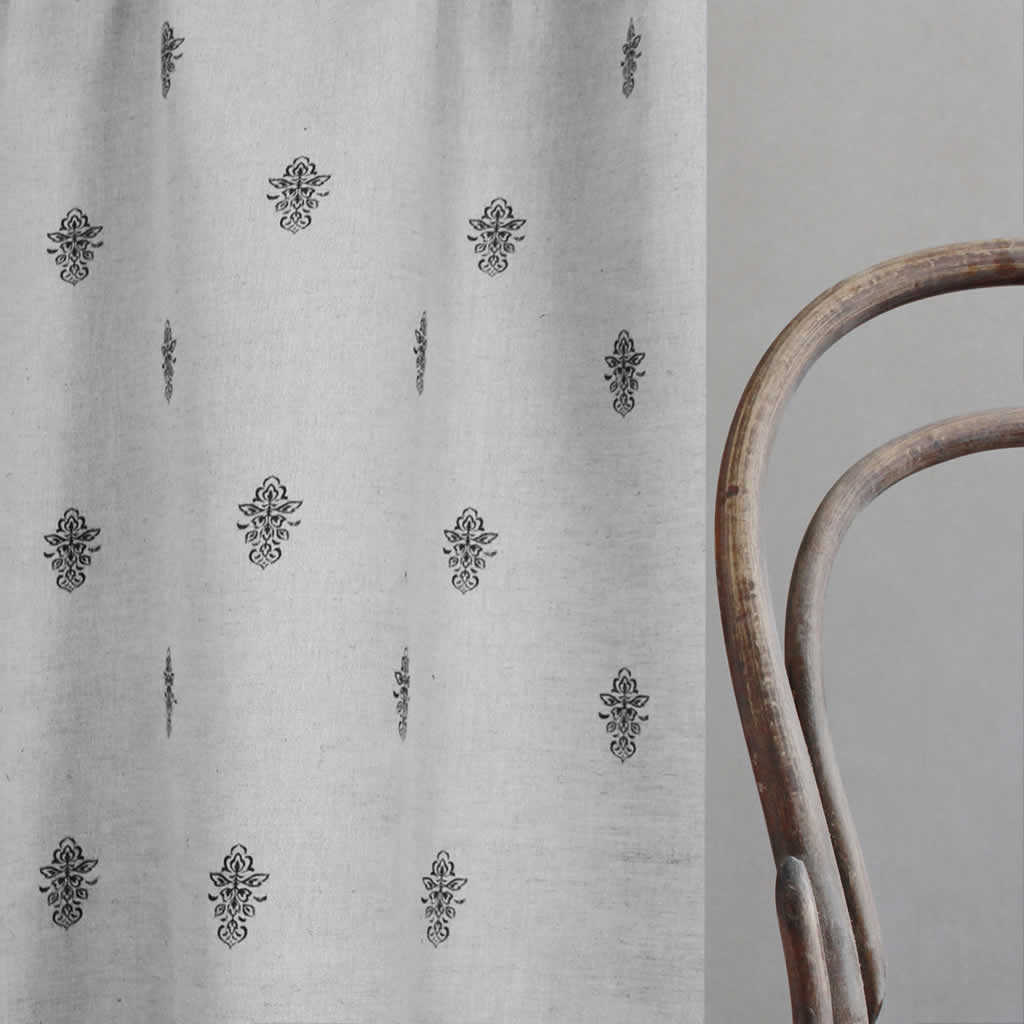 Lisana-NAT Noir - Curtain fabric with Black abstract print