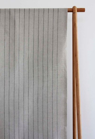 Solveig Noir- Curtain fabric with black stripes