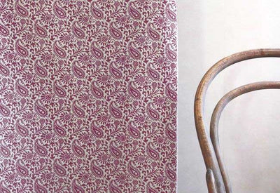 Nora Wine - Curtain fabric with Red paisley print