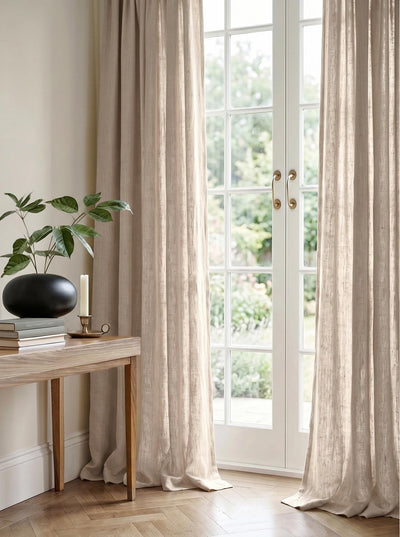 Oatmeal 100% Linen Curtains with puddling - Made to Measure 