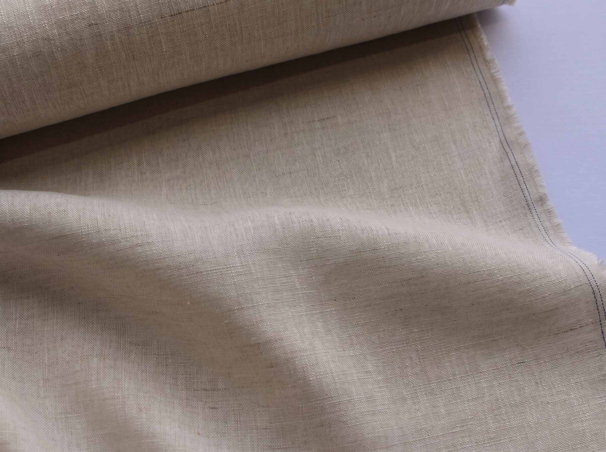 Oatmeal Pure linen fabric - close-up. Linara Oatmeal by Ada & Ina