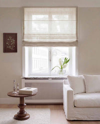 Oatmeal Linen Roman blind. Made of 280 cm wide soft 100% Linen fabric Vanja Oatmeal by Ada & Ina