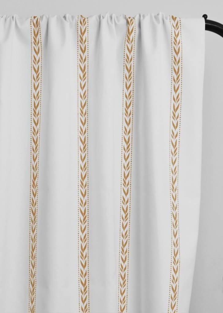 Helena Ochra - curtain fabric with Yellow Orange striped print