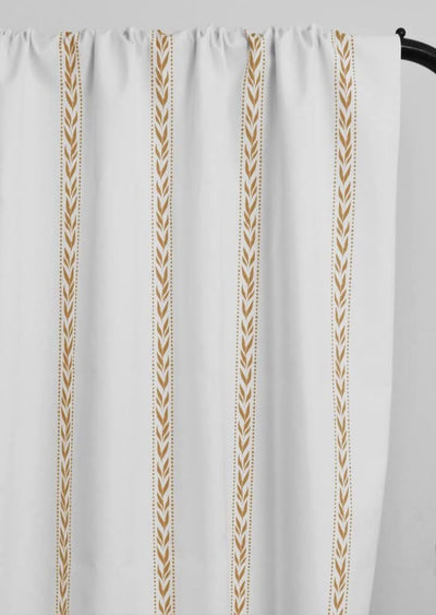 Helena Ochra - curtain fabric with Yellow Orange striped print