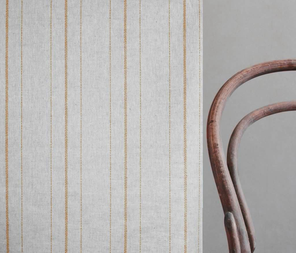 Inari Ochra - Curtain fabric with Orange Yellow striped print