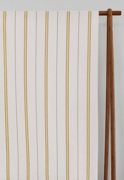 Elise Ochra-WHT - vertical two tone striped fabric.