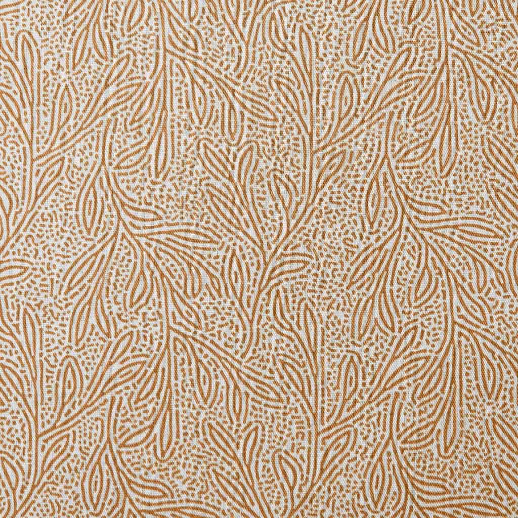 Alma Gold Ochra Linen Fabric - Curtain fabric for Linen Curtains with Yellow Orange botanical print