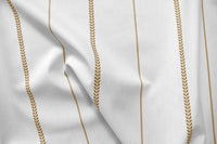 Berit Ochra - curtain fabric with Brown striped print