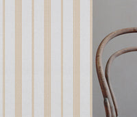 Brea Ochre-WHT - White fabric with Striped Orange print