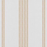 Brea Ochre-WHT - White fabric with Striped Orange print