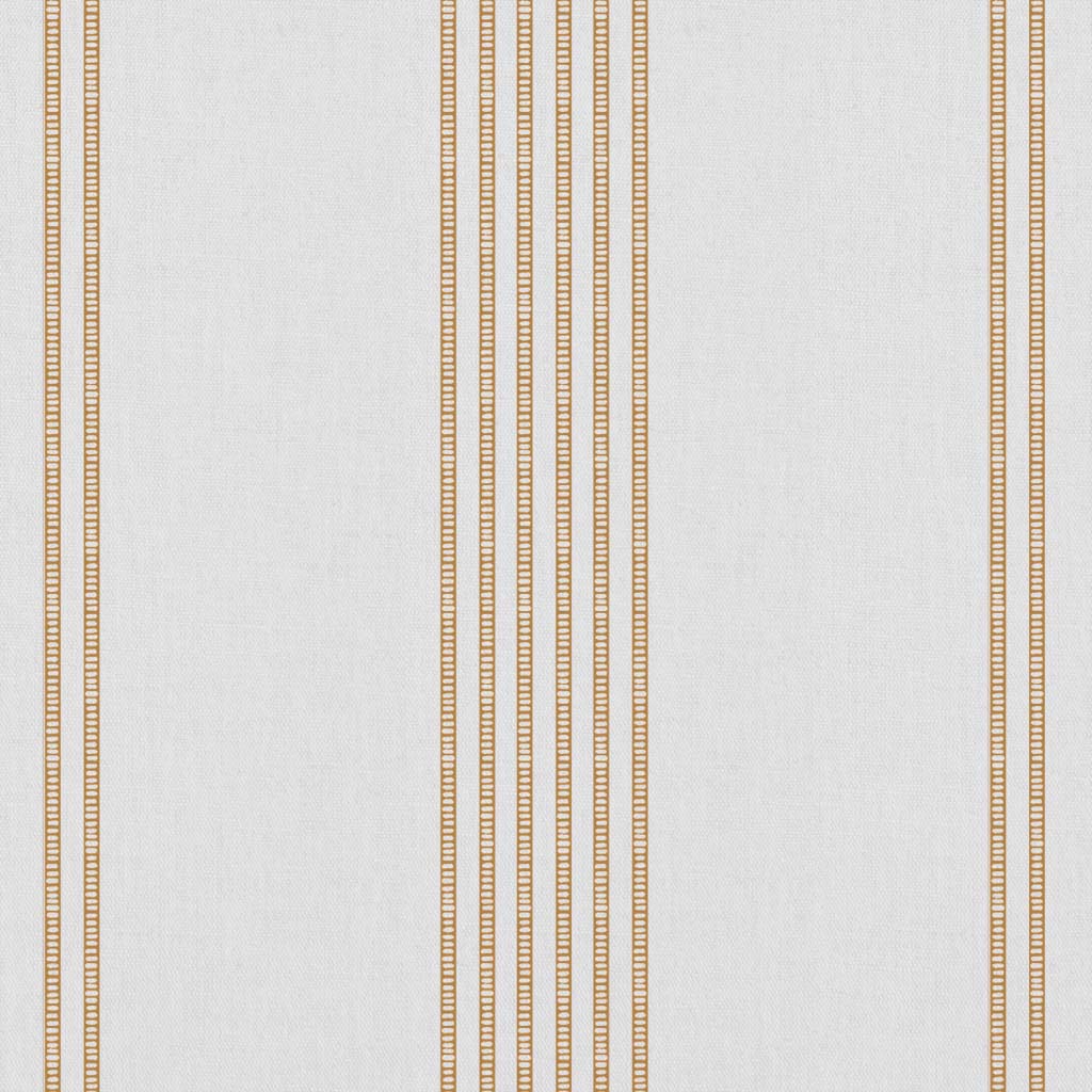 Brea Ochre-WHT - White fabric with Striped Orange print