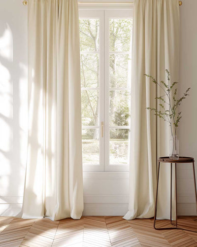 Bespoke cotton curtains made of Anna Off White cotton fabric