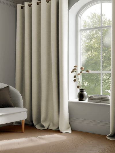 Dinah Off White - Pre-washed White Linen curtains with blackout lining