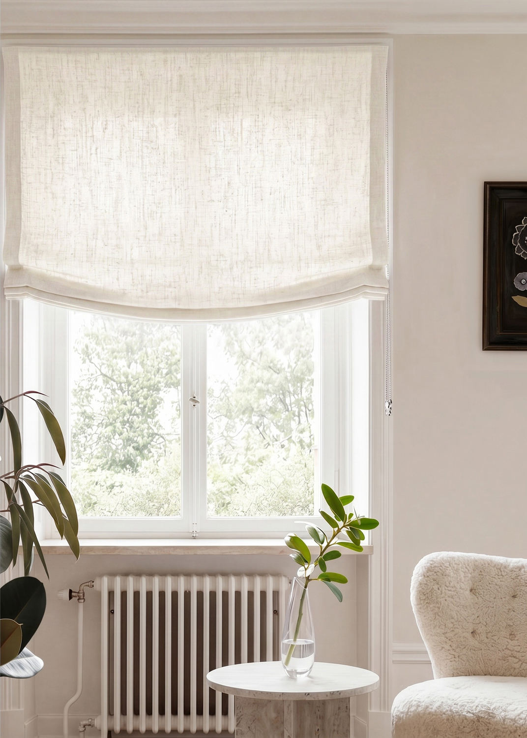 Off-white 100% Linen Relaxed blind. Bea Off White by Ada & Ina
