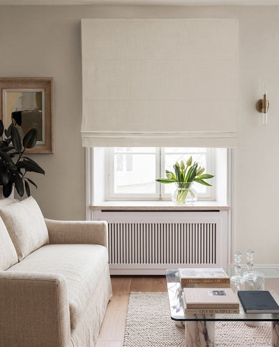 Off-white Linen Roman Blind with Blackout lining. 100% Linen -  Bea Off White by Ada & Ina Fabrics